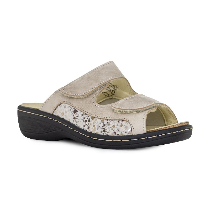 Сабо ортопедические Ортобум женские 20037-02 бежевые с принтом.