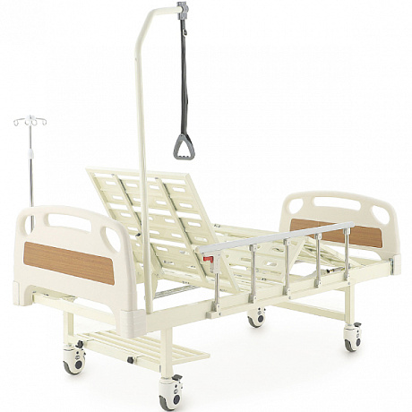 Кровать медицинская Med-Mos механическая E-8 с инфузионной стойкой, рамой для подтягивания, боковыми ограждениями. Изображение 5 из 5